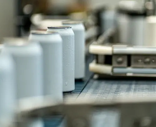 Canettes en cours de fabrication dans une usine.